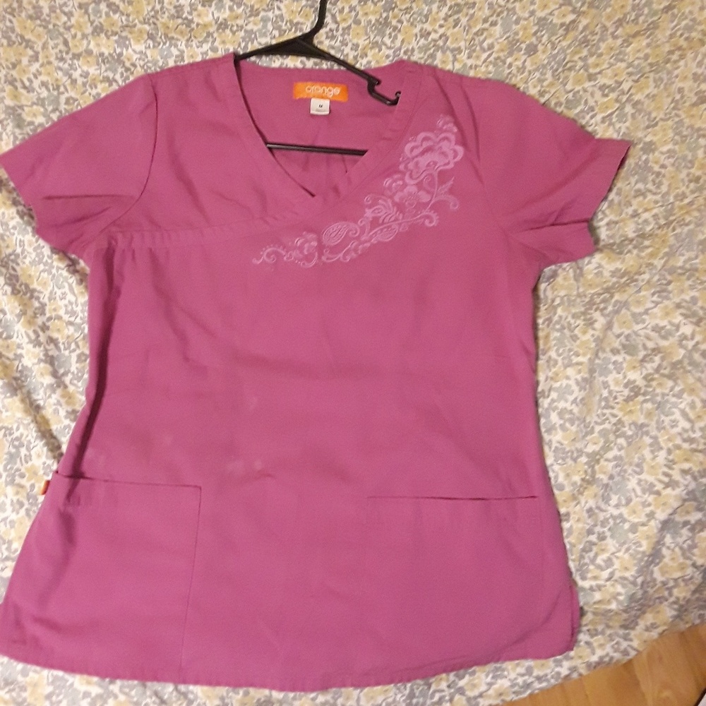 Solid fuschia scrub top
